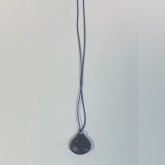 Amethyst Faceted Drop Pendent on Silk Cord w/ Sterling Silver Lobster Claw Clasp - Picture 4 of 4